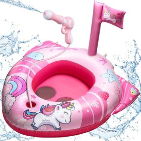 HopeRock Unicorn Pool يطفو للأطفال والأطفال الصغار، مع مسدس مياه، ألعاب حمام سباحة للفتيات والفتيان من عمر 3-8 سنوات، ألعاب حمام سباحة قابلة للنفخ