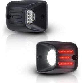 Asgohme White LED License Plate Lights with Red OLED Neon Tube Tag Lamp Assembly Replacement Compatible with Toyota 1995-2004 Tacoma Pickup Truck, Pack of 2
