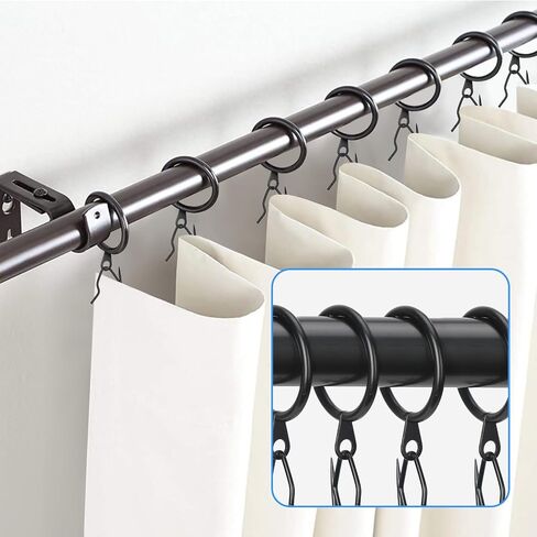 40Pcs Metal Curtain Rings Curtain Drapery Rings and 40Pcs Curtain Pin Hooks Curtain Drapery Hooks Drapery Pins Black Drapery Rings Curtain Hanging Rings, 30MM/1.18Inch Internal Diameter in Saudi Arabia