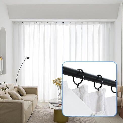 40Pcs Metal Curtain Rings Curtain Drapery Rings and 40Pcs Curtain Pin Hooks Curtain Drapery Hooks Drapery Pins Black Drapery Rings Curtain Hanging Rings, 30MM/1.18Inch Internal Diameter in Saudi Arabia