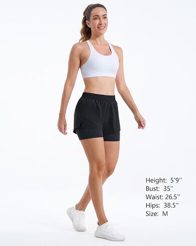Stelle Women's 2 in 1 Running Shorts Athletic Workout Gym Shorts High Waisted Shorts with Liner Zipper Pockets in Saudi Arabia