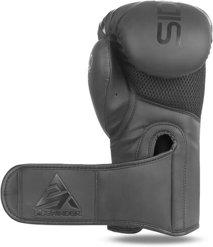 Sidewinder Boxing Gloves for Men & Women, Boxing Training Gloves, Kickboxing Gloves, Sparring Punching Gloves, Matte Leather Heavy Bag Workout Gloves for Boxing, Kickboxing, Muay Thai, MMA | Black in Kuwait