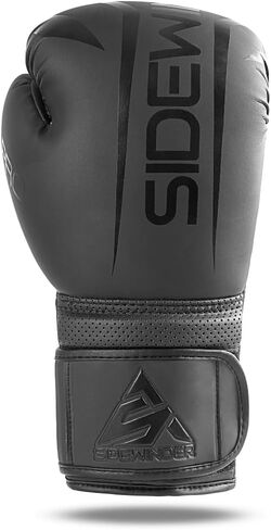 Sidewinder Boxing Gloves for Men & Women, Boxing Training Gloves, Kickboxing Gloves, Sparring Punching Gloves, Matte Leather Heavy Bag Workout Gloves for Boxing, Kickboxing, Muay Thai, MMA | Black in Kuwait
