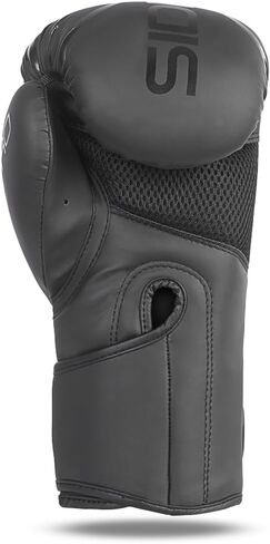 Sidewinder Boxing Gloves for Men & Women, Boxing Training Gloves, Kickboxing Gloves, Sparring Punching Gloves, Matte Leather Heavy Bag Workout Gloves for Boxing, Kickboxing, Muay Thai, MMA | Black in Kuwait