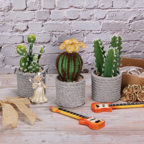 RLAVBL Small Fake Potted Plants Set of 3, Artificial Cactus Plants for Home Office Table Decor Indoor in Saudi Arabia