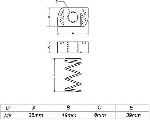 heyous 4pcs M8x6mm Stainless Steel Spring Channel Nuts M8 Spring Nut, Channel Nut in Saudi Arabia