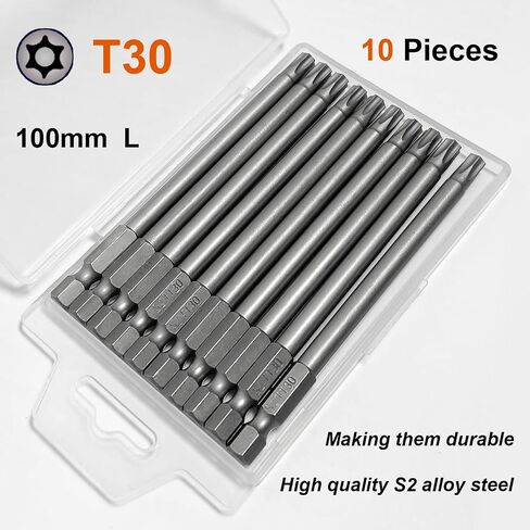 PTSLKHN 10PCS T25 Torx Screwdriver Bit Sets, 4‘’Length Magnetic Security Torx Bits Set (10, T10-4inL) in Saudi Arabia
