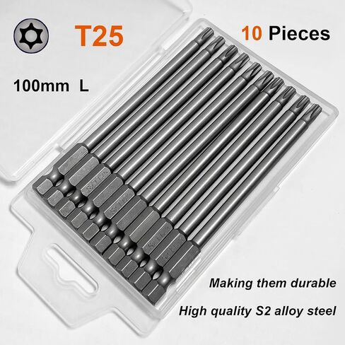 PTSLKHN 10PCS T25 Torx Screwdriver Bit Sets, 4‘’Length Magnetic Security Torx Bits Set (10, T10-4inL) in Saudi Arabia