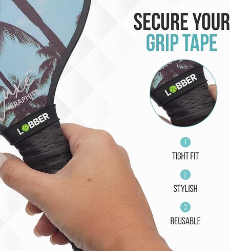 Palms-O-Aces Pickleball Grip Bands – Secures Grip Tape – One Size Fits All Paddle Handles – Silicone Pickleball Paddle Band - Embossed Design Custom Pickleball Bands - Pickleball Paddle Bands in Kuwait