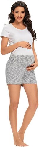 Yawrut Maternity Shorts Lounge Sports Yoga Over Belly Workout Stretchy Pregnancy Shorts with Pockets in Saudi Arabia