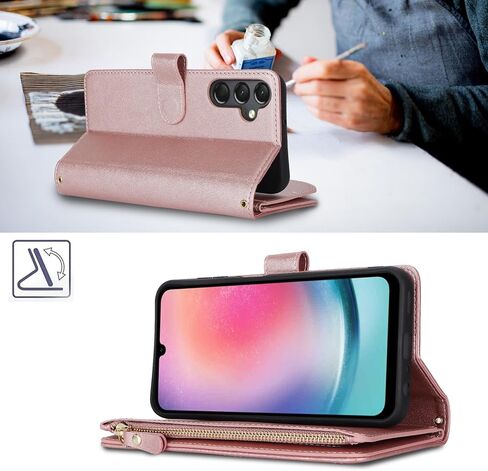 حافظة هاتف Samsung Galaxy A25 5G من Jaorty مع حامل بطاقات للنساء، حافظة كروس لهاتف Samsung Galaxy A25 مع حزام حبل، حافظة جلدية مغناطيسية بجيب بسحاب، أزرق in Kuwait