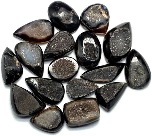 Black Fossil Loose Gemstones Wholesale Lot 100 Carat (3 to 5 Pcs) Natural Gemstone Cabochons for Jewelry Making,Wedding Gift, Healing Chakra, Wire Wrapping Crystals in Saudi Arabia