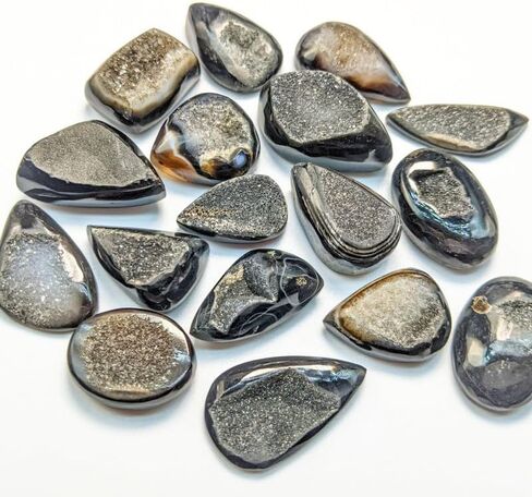 Black Fossil Loose Gemstones Wholesale Lot 100 Carat (3 to 5 Pcs) Natural Gemstone Cabochons for Jewelry Making,Wedding Gift, Healing Chakra, Wire Wrapping Crystals in Saudi Arabia