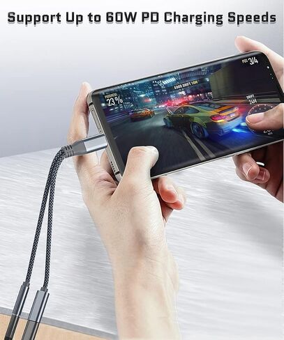 Elebase USB Type C to 3.5mm Audio Adapter and Charger,2 in 1 1/8 Inch Headphone Jack Charging Power Aux Cable for Samsung Galaxy A53 A54,S23 S24,Note 10 20,iPhone 15 Plus Pro Max,iPad Air 4 5,Mini 6 in Saudi Arabia