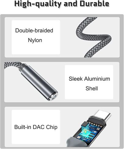 Elebase USB Type C to 3.5mm Audio Adapter and Charger,2 in 1 1/8 Inch Headphone Jack Charging Power Aux Cable for Samsung Galaxy A53 A54,S23 S24,Note 10 20,iPhone 15 Plus Pro Max,iPad Air 4 5,Mini 6 in Saudi Arabia