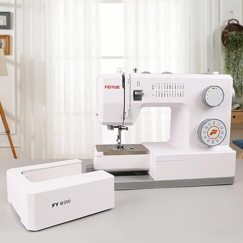 ماكينة خياطة FEIYUE FYe350 شديدة التحمل مع دواسة قدم، محرك مؤازر قوي، 23 غرزة مدمجة، سرعة دواسة يمكن التحكم فيها، سهلة الاستخدام، رائعة للمبتدئين (أبيض) in Saudi Arabia