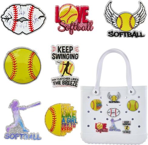 إكسسوارات FOTN Charms لحقائب Bogg من الأكريليك Softball Charms مناسبة لتزيين حقائب الشاطئ الجنوبية ببساطة in Saudi Arabia