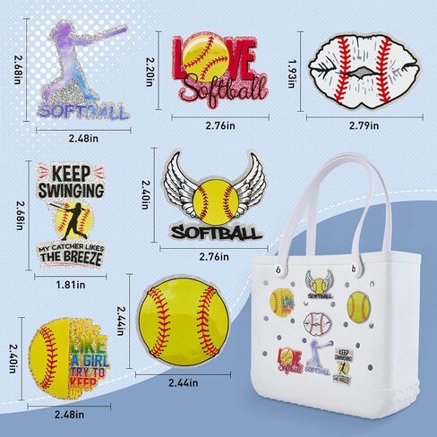 إكسسوارات FOTN Charms لحقائب Bogg من الأكريليك Softball Charms مناسبة لتزيين حقائب الشاطئ الجنوبية ببساطة in Saudi Arabia