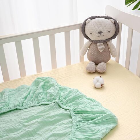 david's kids Muslin Crib Sheets for Boys Girls, 2 Pack 100% Cotton Soft Breathable Fitted Baby Neutral Sheet Set, Standard 52"x28" Crib and Toddler Mattress, Sage Green & Dusty Blue in Saudi Arabia