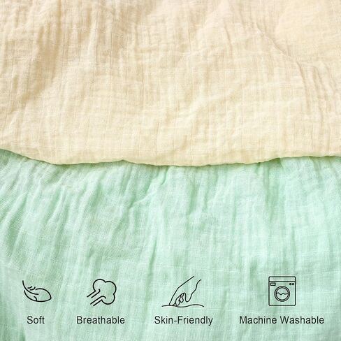david's kids Muslin Crib Sheets for Boys Girls, 2 Pack 100% Cotton Soft Breathable Fitted Baby Neutral Sheet Set, Standard 52"x28" Crib and Toddler Mattress, Sage Green & Dusty Blue in Saudi Arabia