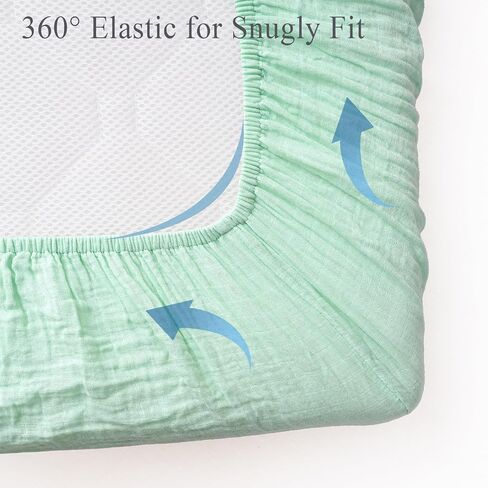 david's kids Muslin Crib Sheets for Boys Girls, 2 Pack 100% Cotton Soft Breathable Fitted Baby Neutral Sheet Set, Standard 52"x28" Crib and Toddler Mattress, Sage Green & Dusty Blue in Saudi Arabia