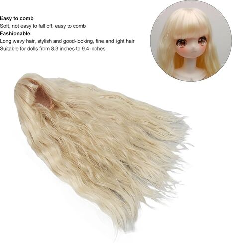 1/3 BJD Doll Wig, Wig Doll Replacement, Long Curly Doll Hair Wig with High Elasticity Inner Mesh for 8.3‑9.4in Doll, Doll Making Supplies (Light Blue) in Saudi Arabia