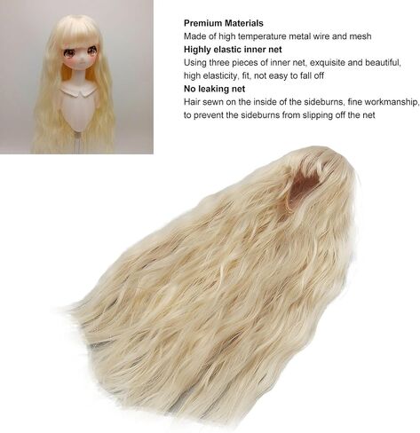 1/3 BJD Doll Wig, Wig Doll Replacement, Long Curly Doll Hair Wig with High Elasticity Inner Mesh for 8.3‑9.4in Doll, Doll Making Supplies (Light Blue) in Saudi Arabia