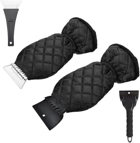 2 Pack Ice Scraper Mitt for Car Windshield,Ice Scraper with Glove Warming Car,Thickened Warm and Waterproof Ice Scraping Gloves,Snow Scraping Tools for Cars in Winter Accessories,Detachable Cleaner in Saudi Arabia