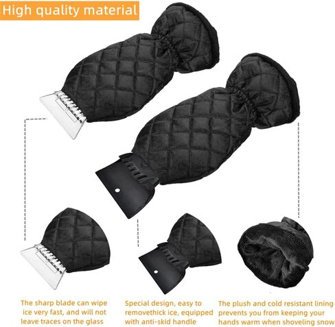 2 Pack Ice Scraper Mitt for Car Windshield,Ice Scraper with Glove Warming Car,Thickened Warm and Waterproof Ice Scraping Gloves,Snow Scraping Tools for Cars in Winter Accessories,Detachable Cleaner in Saudi Arabia