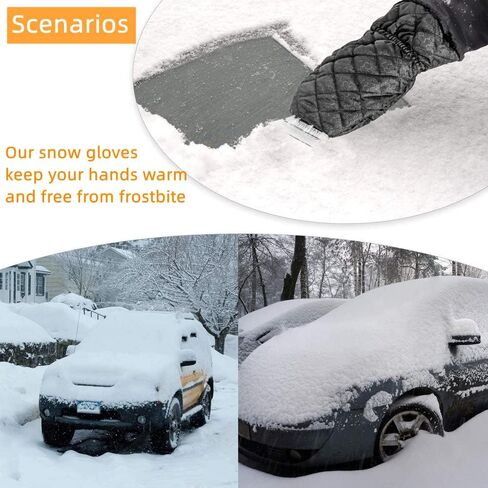 2 Pack Ice Scraper Mitt for Car Windshield,Ice Scraper with Glove Warming Car,Thickened Warm and Waterproof Ice Scraping Gloves,Snow Scraping Tools for Cars in Winter Accessories,Detachable Cleaner in Saudi Arabia