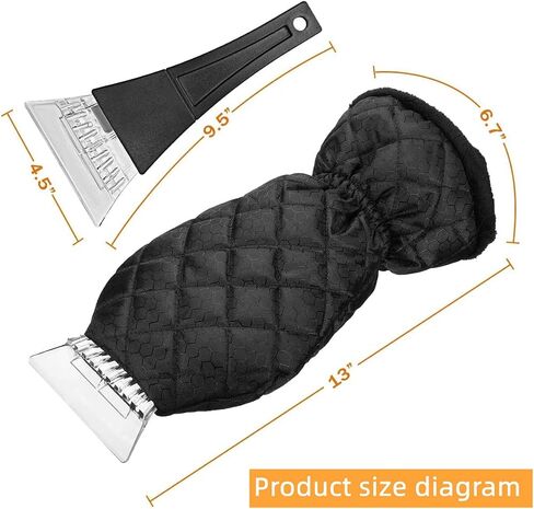 2 Pack Ice Scraper Mitt for Car Windshield,Ice Scraper with Glove Warming Car,Thickened Warm and Waterproof Ice Scraping Gloves,Snow Scraping Tools for Cars in Winter Accessories,Detachable Cleaner in Saudi Arabia
