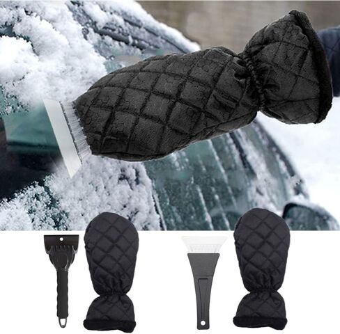2 Pack Ice Scraper Mitt for Car Windshield,Ice Scraper with Glove Warming Car,Thickened Warm and Waterproof Ice Scraping Gloves,Snow Scraping Tools for Cars in Winter Accessories,Detachable Cleaner in Saudi Arabia