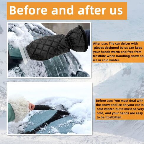 2 Pack Ice Scraper Mitt for Car Windshield,Ice Scraper with Glove Warming Car,Thickened Warm and Waterproof Ice Scraping Gloves,Snow Scraping Tools for Cars in Winter Accessories,Detachable Cleaner in Saudi Arabia