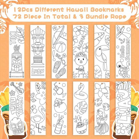 Haooryx Summer DIY Bookmarks Bulk - 75Pcs Summer Color Your Own Ice Cream Kids DIY Coloring Blank Bookmark Bulk Pack Kids' Birthday Gifts Tags School Reading Club Rewards Prizes Art Paper Craft Kits in Kuwait