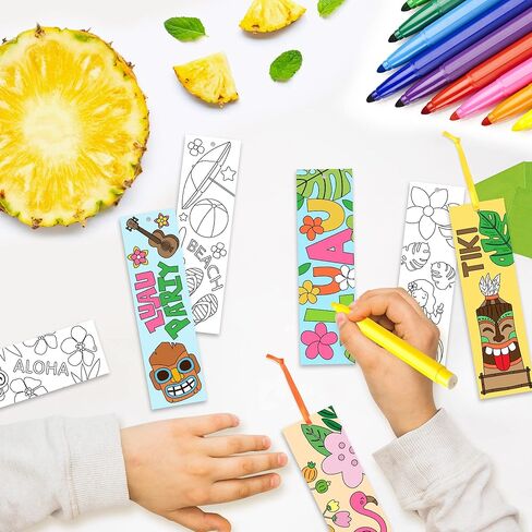 Haooryx Summer DIY Bookmarks Bulk - 75Pcs Summer Color Your Own Ice Cream Kids DIY Coloring Blank Bookmark Bulk Pack Kids' Birthday Gifts Tags School Reading Club Rewards Prizes Art Paper Craft Kits in Kuwait