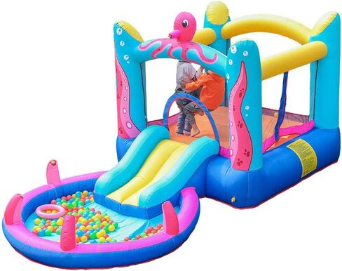 doctor dolphin Inflatable Bounce House Slide Animal Bouncy House Castle for Kids Party with Air Blower in Kuwait