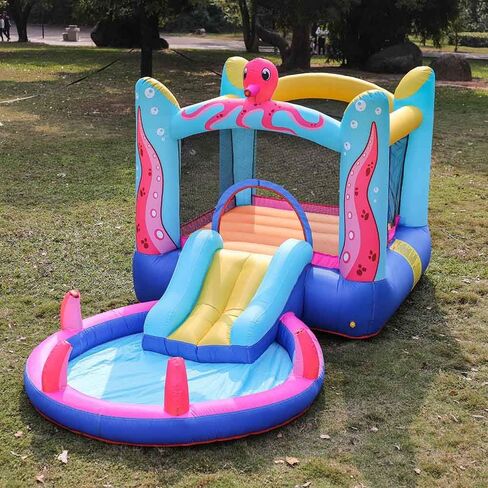 doctor dolphin Inflatable Bounce House Slide Animal Bouncy House Castle for Kids Party with Air Blower in Kuwait