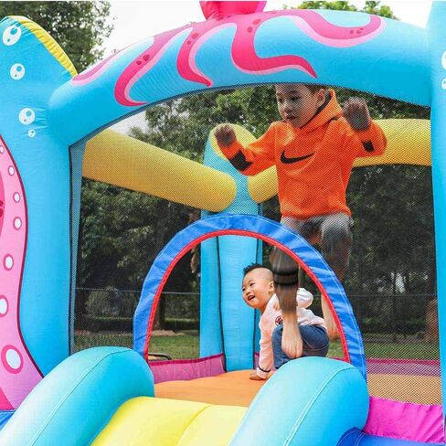 doctor dolphin Inflatable Bounce House Slide Animal Bouncy House Castle for Kids Party with Air Blower in Kuwait