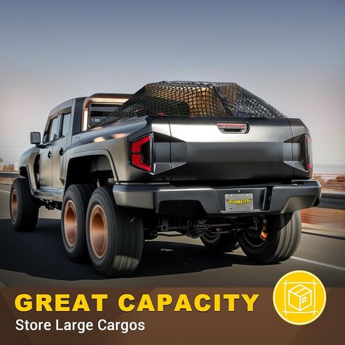 BUMBEE Truck Bed Cargo Net, Highly Elastic Double-Layered Stretchable up to 7ft x 7ft Small Mesh Durable Storage Organizer for Pickup Car Trunk SUV Boat in Kuwait