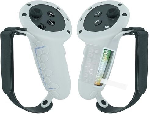 PUOSUO Controller Grip Cover for Quest 3 Accessories Silicone Grips Strap Cover Protector with Knuckle Straps (Black) in Kuwait