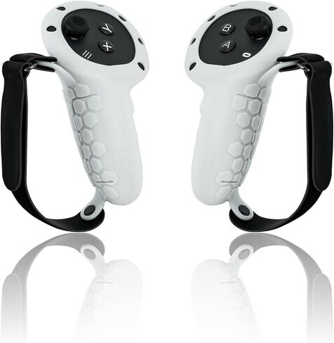 PUOSUO Controller Grip Cover for Quest 3 Accessories Silicone Grips Strap Cover Protector with Knuckle Straps (Black) in Kuwait
