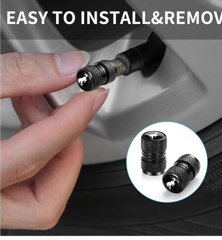 Tire Valve Stem Cap Cover for Ford Mustang Accessories,Belt O-Ring Seal Corrosion Resistant,Tire Valve Stem Air Cap 4 Pack Black in Saudi Arabia