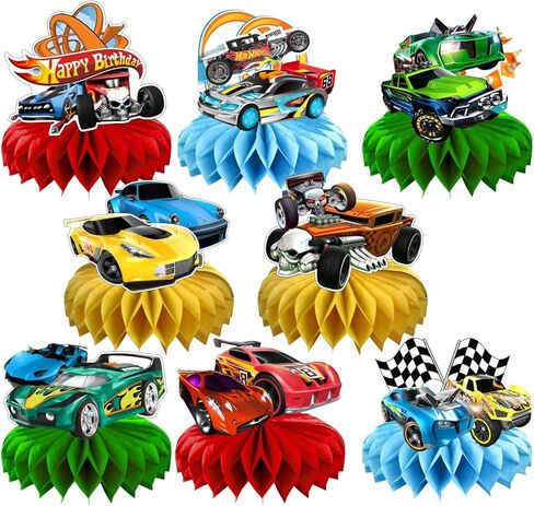 8 قطع من زخارف الطاولة المركزية للسيارات الساخنة للعجلات ومستلزمات حفلات أعياد الميلاد in Kuwait