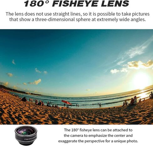 مجموعة عدسات 5 في 1 لأجهزة iPhone وAndroid، عدسة ماكرو 15X + عدسة زاوية واسعة 0.65x + عدسة عين السمكة 180 درجة + عدسة تليفوتوغرافي 2X + عدسة فلتر النجوم، عدسة كاميرا الهاتف، اللون أسود in Kuwait