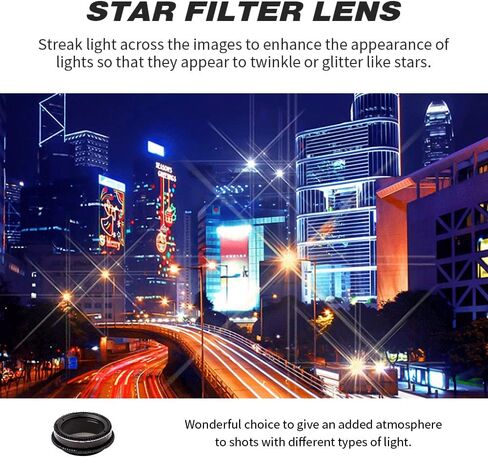 مجموعة عدسات 5 في 1 لأجهزة iPhone وAndroid، عدسة ماكرو 15X + عدسة زاوية واسعة 0.65x + عدسة عين السمكة 180 درجة + عدسة تليفوتوغرافي 2X + عدسة فلتر النجوم، عدسة كاميرا الهاتف، اللون أسود in Kuwait