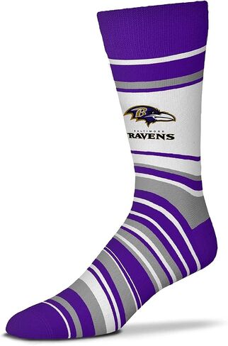 جوارب رسمية مخططة للكبار من Bare Feet NFL - جودة ممتازة - يمكن غسلها في الغسالة - مثالية ليوم اللعب والارتداء اليومي (Baltimore Ravens - أرجواني) in Saudi Arabia