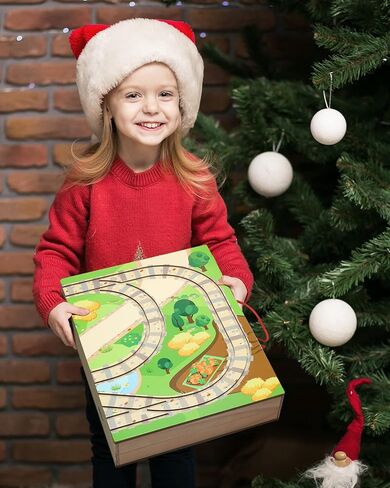 SainSmart Jr. 78 قطعة خشبية يمكن أخذها على طول سطح الطاولة، كابينة خشبية محمولة للمزرعة، مجموعات قطارات خشبية للأطفال من عمر 3 سنوات فما فوق - مواد معتمدة من مجلس رعاية الغابات (FSC) in Kuwait