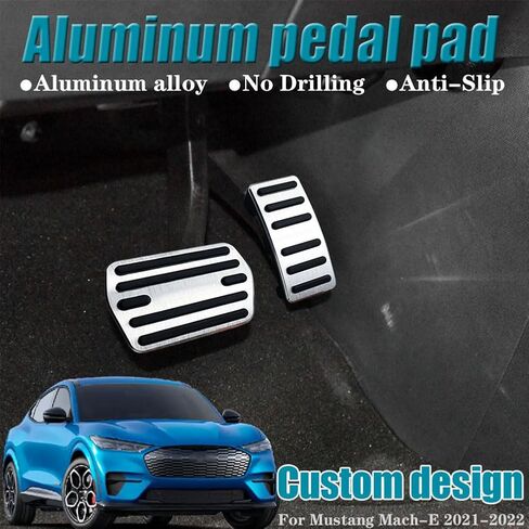 LEXLEY 2PCS Anti-Slip Aluminum Brake Gas Pedal Pads,Auto No Drilling Accelerator Pedal Covers For Ford Mach-E 2021 2022 2023 2024，Not Fit GT-BLUE in Saudi Arabia