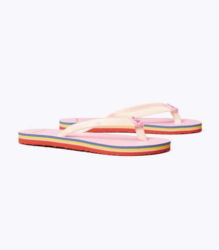 Tory Burch Women's Mini Minnie Flip Flops, New Ivory/Preppy Pink/Preppy Pink, 7 Medium US in Saudi Arabia