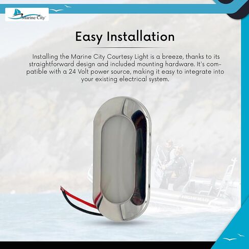MARINE CITY 24V 1.5W 304 درجة من الفولاذ المقاوم للصدأ مقاوم للماء IP66 LED ضوء بيضاوي باللون الأبيض الناعم in Saudi Arabia